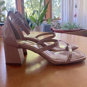 Nude Strappy Block Heels